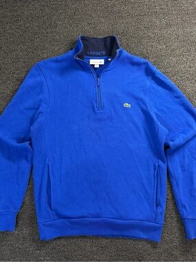 Lacoste Men’s Bright Blue Half-Zip Sweatshirt with Crocodile Logo